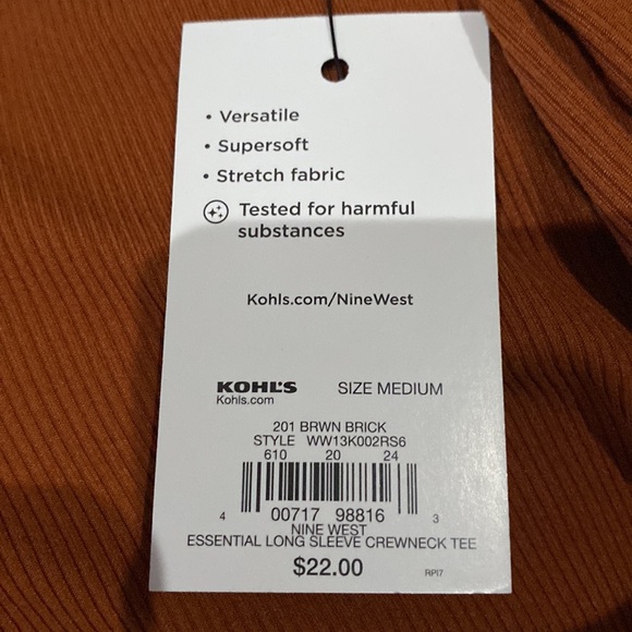 NWT Nine West long sleeve Rust color size M shirt - Picture 4 of 4